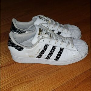 Adidas superstar white leather sneakers